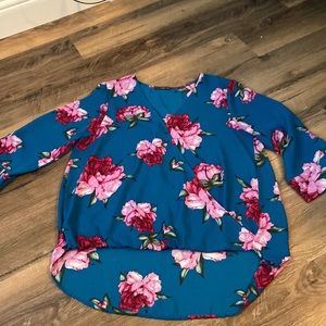 Blue and Pink Floral Top